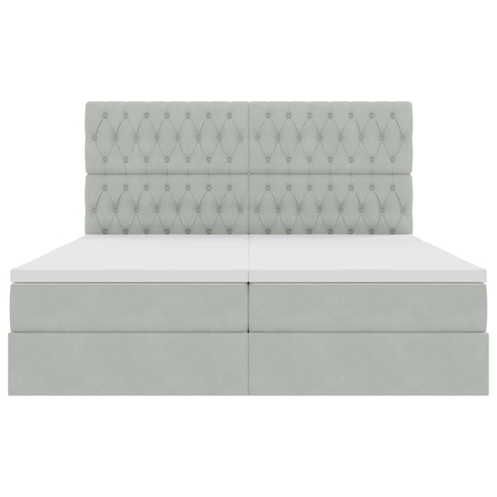 Pat cu storage cu saltea Gri deschis 180 x 200 cm Catifea - WALTI WALTI