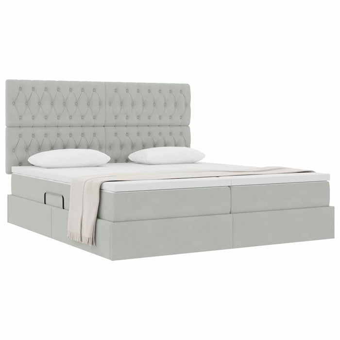 Pat cu storage cu saltea Gri deschis 180 x 200 cm Catifea - WALTI WALTI