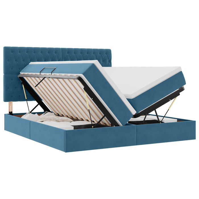 Pat cu storage Albastru închis 180 x 200 cm Catifea WALTI
