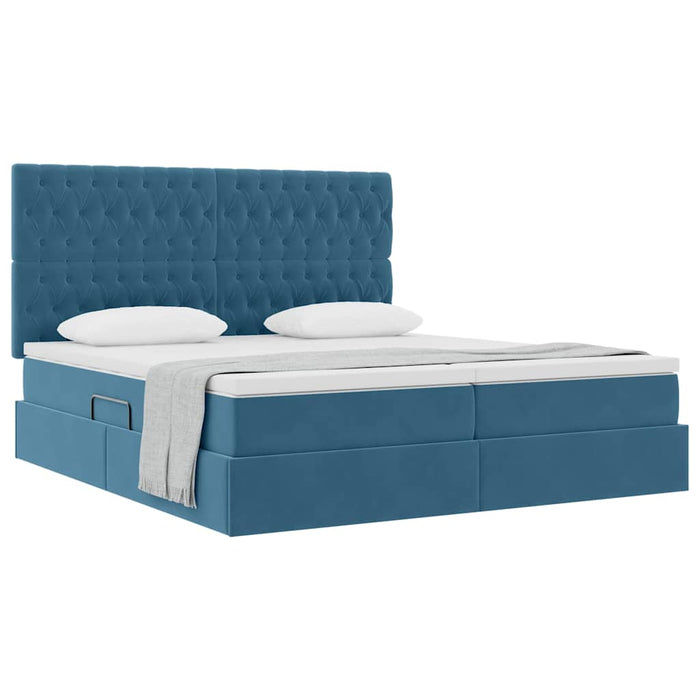 Pat cu storage Albastru închis 180 x 200 cm Catifea WALTI