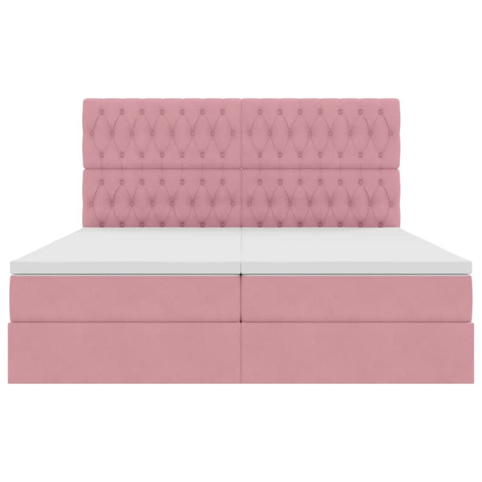 Pat cu storage cu saltea cu headboard Roz 180 x 200 cm Catifea - WALTI WALTI