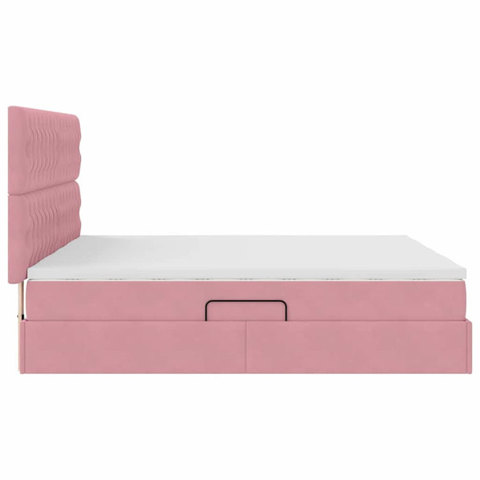 Pat cu storage cu saltea cu headboard Roz 200 x 200 cm Catifea - WALTI WALTI