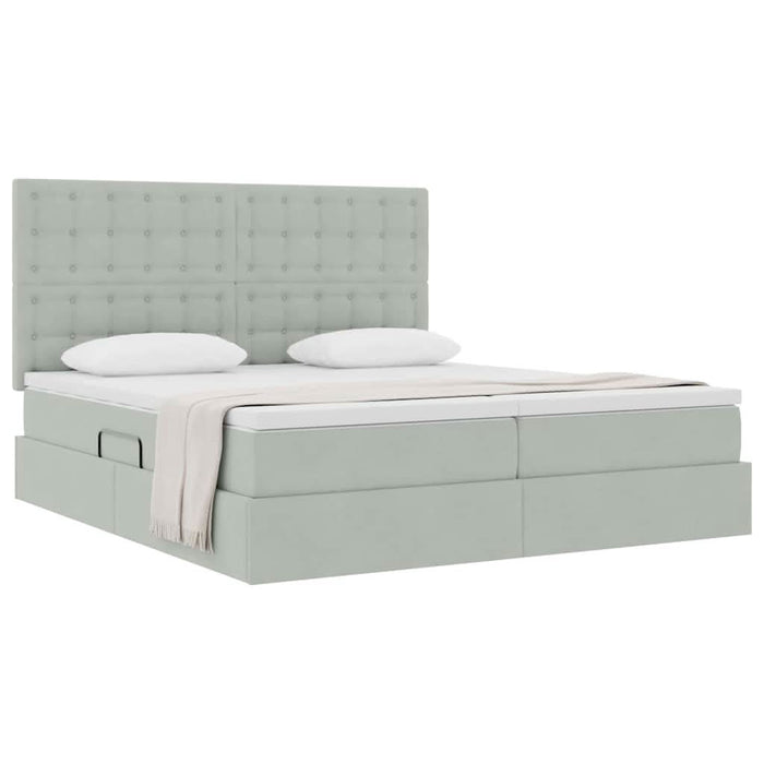 Pat cu storage cu saltea Gri deschis 180 x 200 cm Catifea - WALTI WALTI
