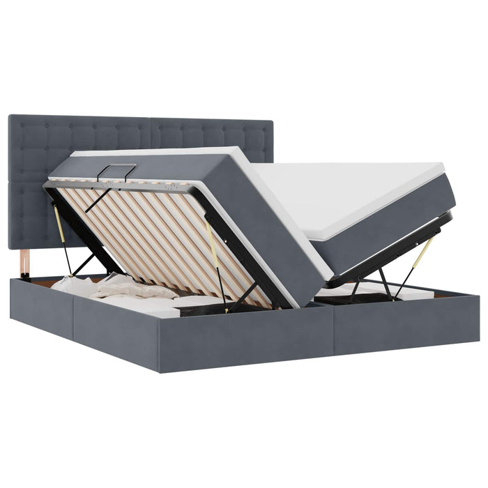 Pat cu storage cu saltea Gri închis 180 x 200 cm Catifea - WALTI WALTI