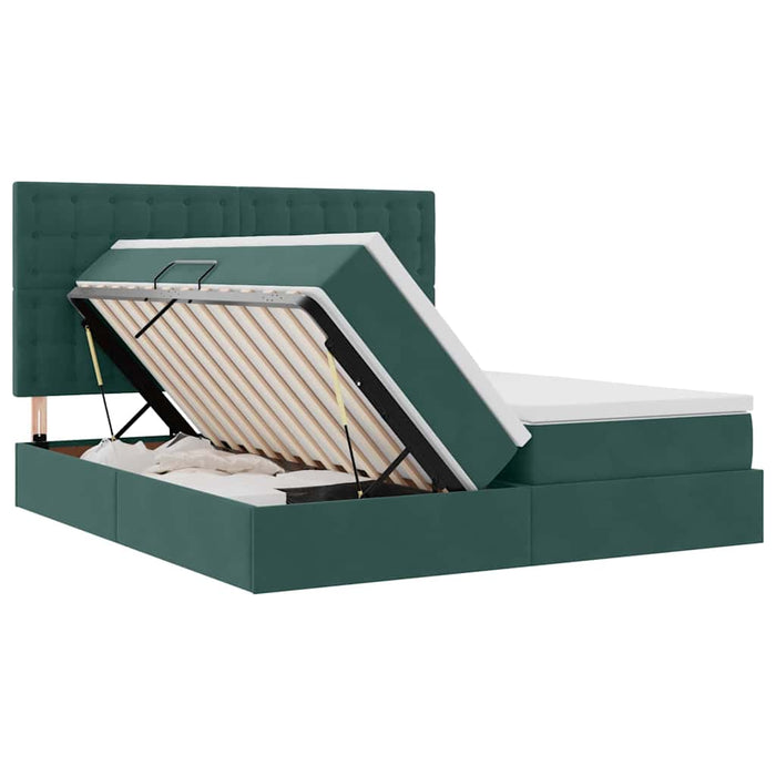Pat cu storage cu saltea Verde închis 180 x 200 cm Catifea - WALTI WALTI