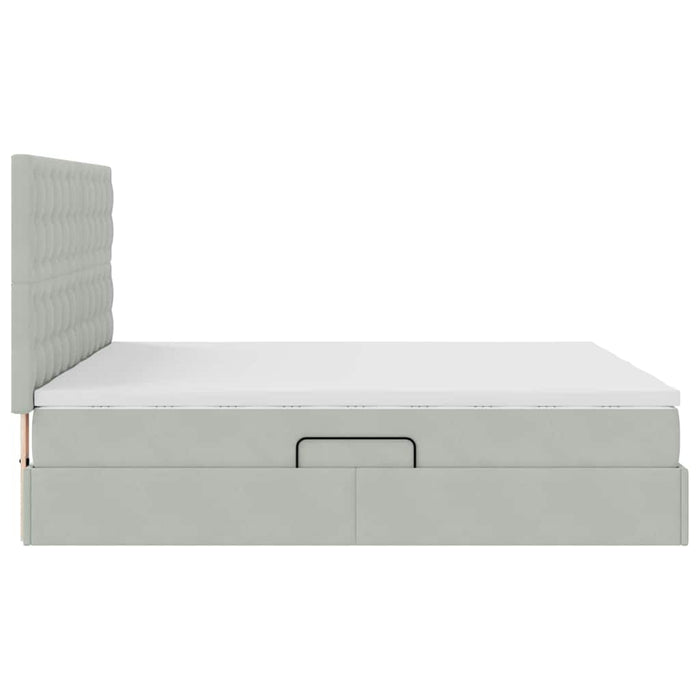 Pat cu storage cu saltea Gri deschis 200 x 200 cm Catifea - WALTI WALTI