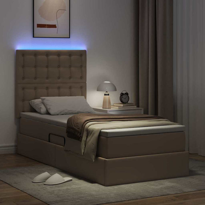 Pat cu saltea și LED Cappuccino 90 x 190 cm Piele artificială - WALTI WALTI