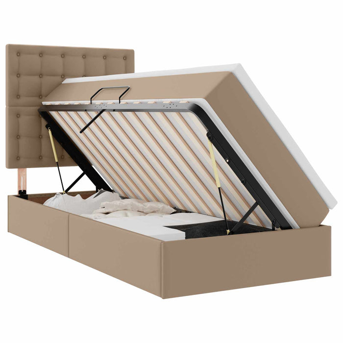 Pat cu saltea și LED Cappuccino 90 x 190 cm Piele artificială - WALTI WALTI