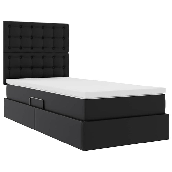 Pat cu saltea și LED cu led Negru 90 x 200 cm Piele artificială - WALTI WALTI