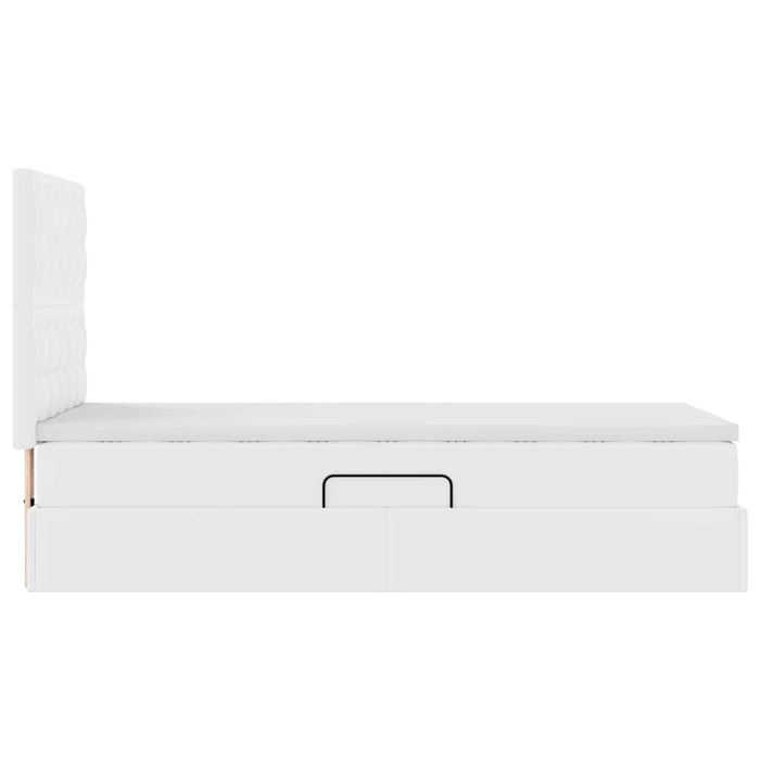 Pat cu saltea și LED Alb pur 90 x 200 cm Piele artificială - WALTI WALTI