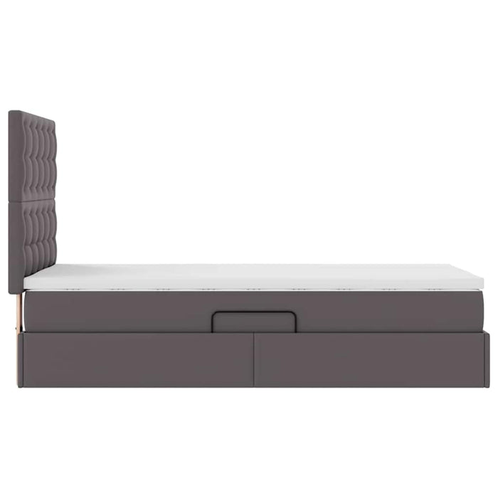 Pat cu saltea și LED cu led Gri 90 x 200 cm Piele artificială - WALTI WALTI
