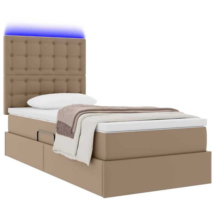 Pat cu saltea și LED Cappuccino 90 x 200 cm Piele artificială - WALTI WALTI