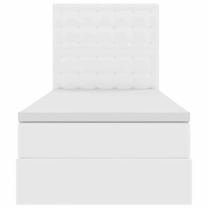 Pat cu saltea și LED Alb pur 100 x 200 cm Piele artificială - WALTI WALTI