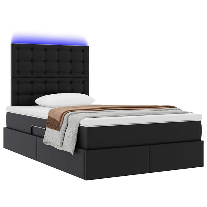 Pat cu saltea și LED Negru 120 x 190 cm Piele artificială - WALTI WALTI