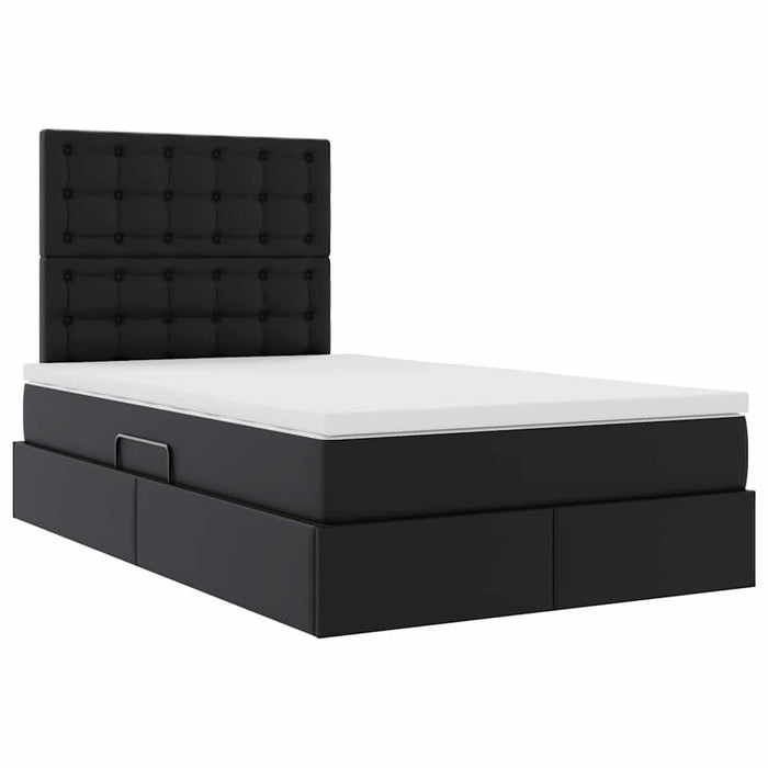 Pat cu lumini cu bandă LED cu headboard Negru 120 x 200 cm PVC - WALTI WALTI