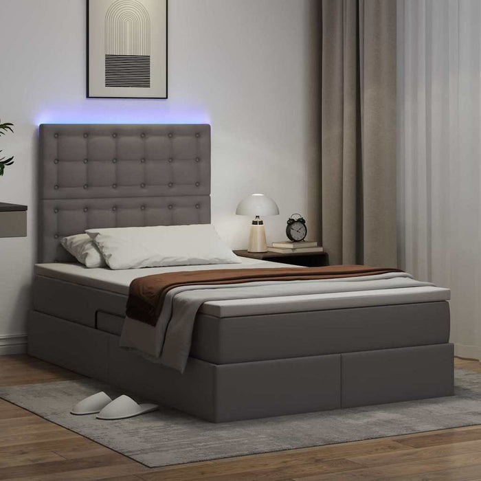 Pat cu saltea și LED cu led Gri 120 x 200 cm Piele artificială WALTI