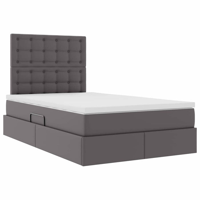 Pat cu saltea și LED cu led Gri 120 x 200 cm Piele artificială WALTI