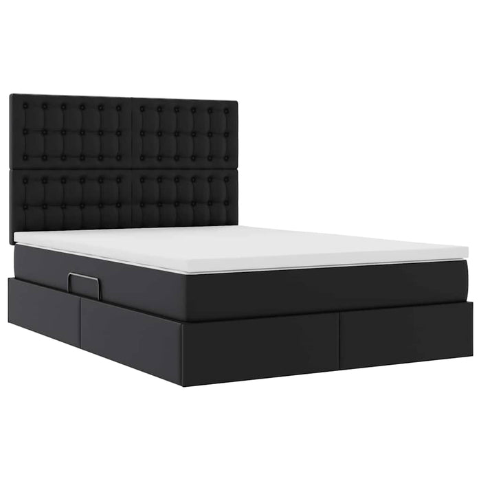 Pat cu lumini cu bandă LED cu headboard Negru 140 x 190 cm PVC - WALTI WALTI