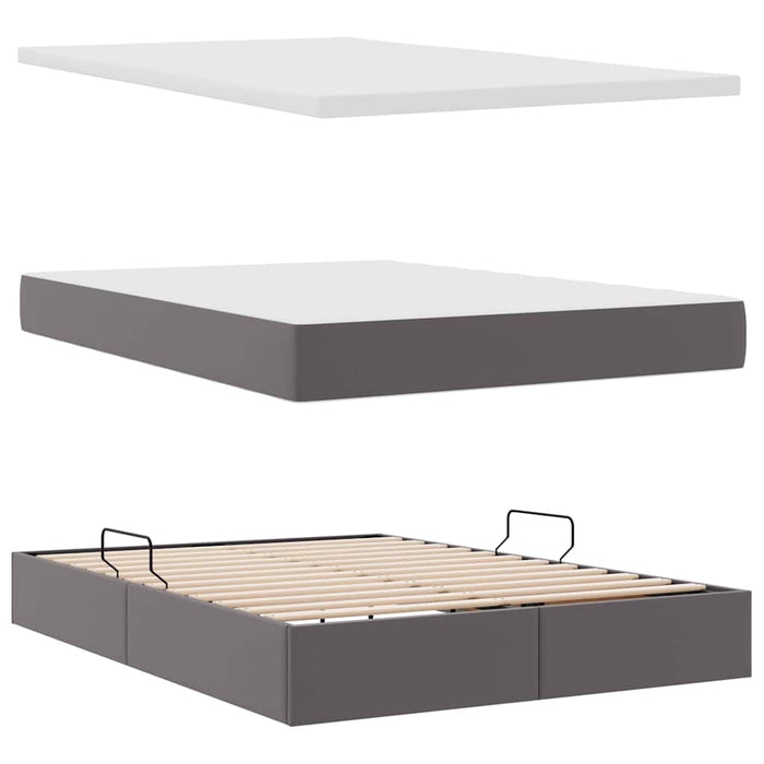 Pat cu lumini cu bandă LED cu headboard Gri 140 x 190 cm PVC - WALTI WALTI