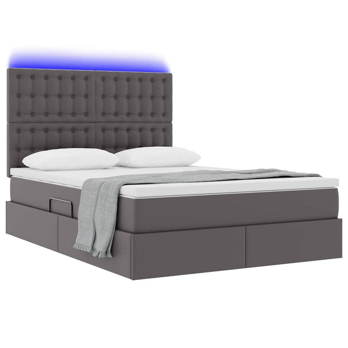 Pat cu lumini cu bandă LED cu headboard Gri 140 x 190 cm PVC - WALTI WALTI