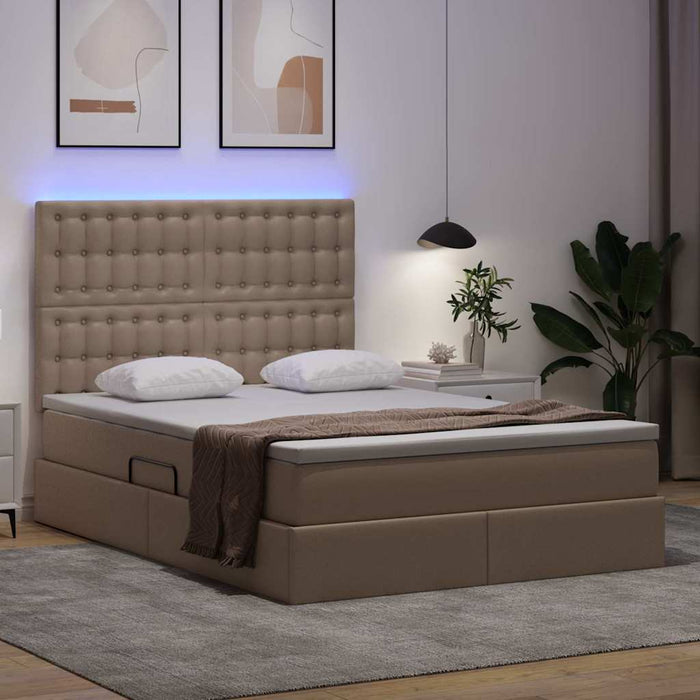 Pat cu lumini cu bandă LED Cappuccino 140 x 190 cm PVC - WALTI WALTI