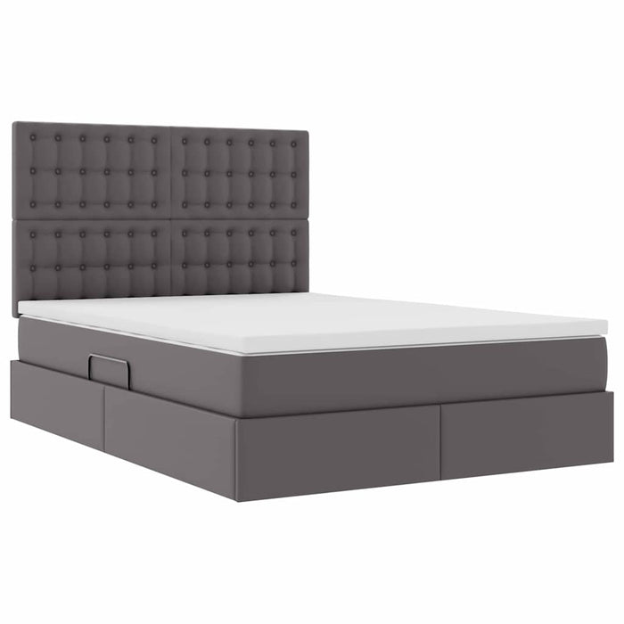 Pat cu lumini cu bandă LED cu headboard Gri 140 x 200 cm PVC - WALTI WALTI