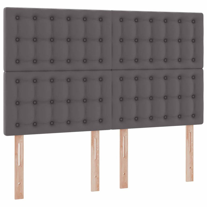 Pat cu lumini cu bandă LED cu headboard Gri 140 x 200 cm PVC - WALTI WALTI
