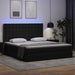 Pat cu lumini cu bandă LED cu headboard Negru 160 x 200 cm PVC - WALTI WALTI