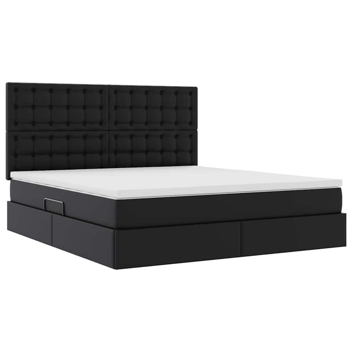 Pat cu lumini cu bandă LED cu headboard Negru 160 x 200 cm PVC - WALTI WALTI