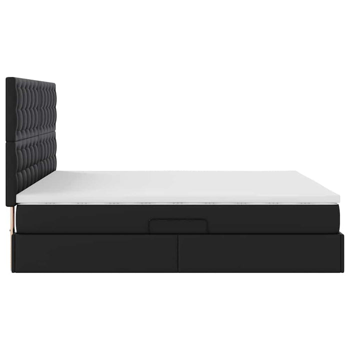 Pat cu lumini cu bandă LED cu headboard Negru 160 x 200 cm PVC - WALTI WALTI