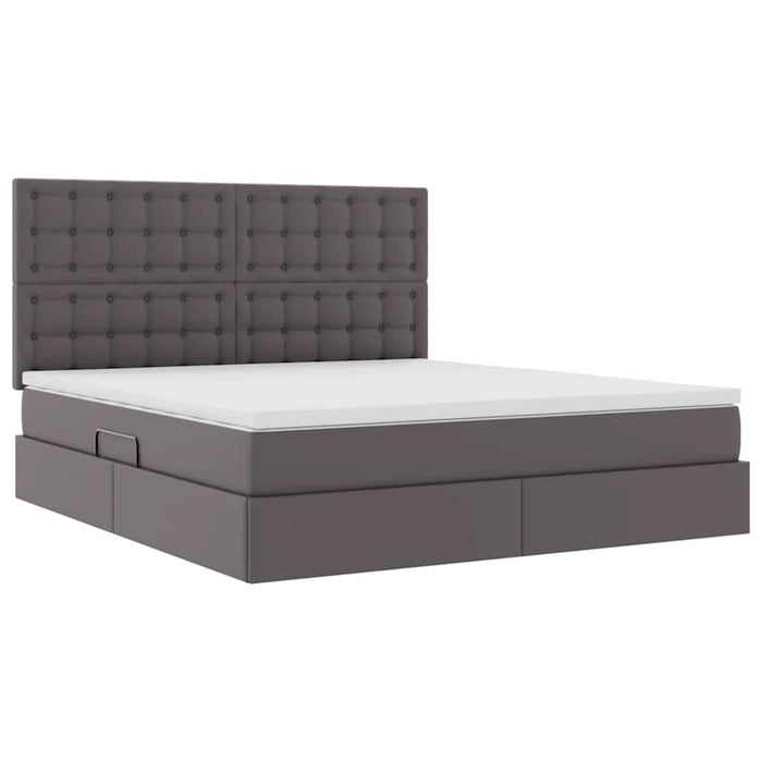 Pat cu saltea și LED cu led Gri 160 x 200 cm Piele artificială - WALTI WALTI