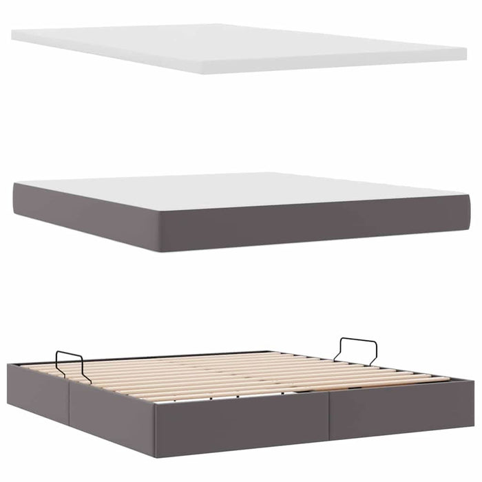 Pat cu saltea și LED cu led Gri 160 x 200 cm Piele artificială - WALTI WALTI