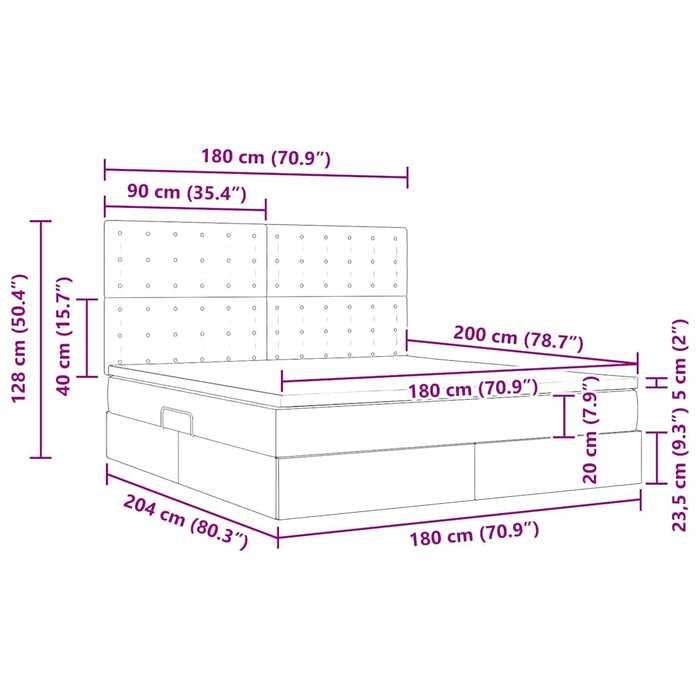 Pat cu lumini cu bandă LED cu headboard Negru 180 x 200 cm PVC - WALTI WALTI
