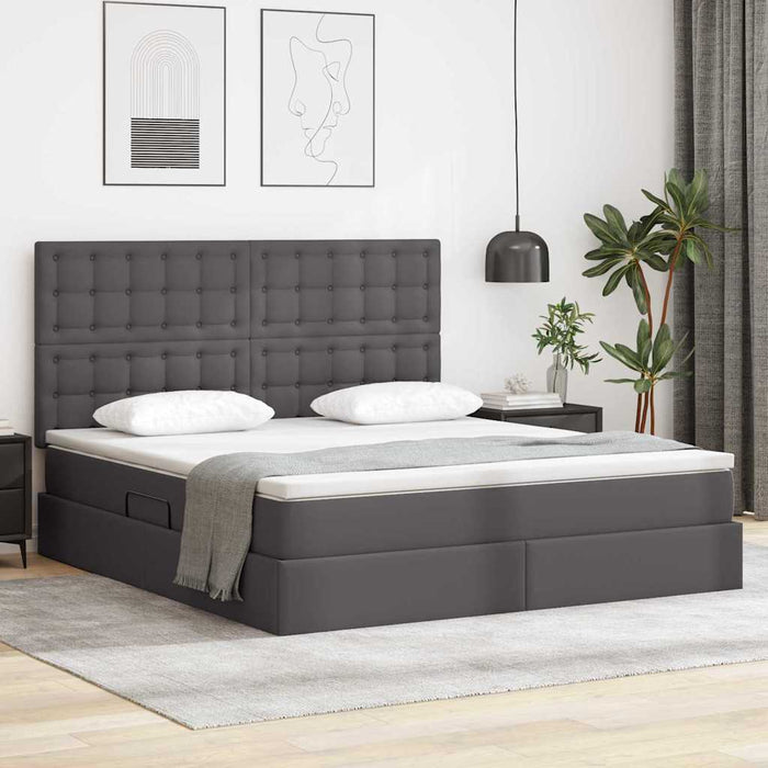 Pat cu lumini cu bandă LED cu headboard Gri 180 x 200 cm PVC - WALTI WALTI