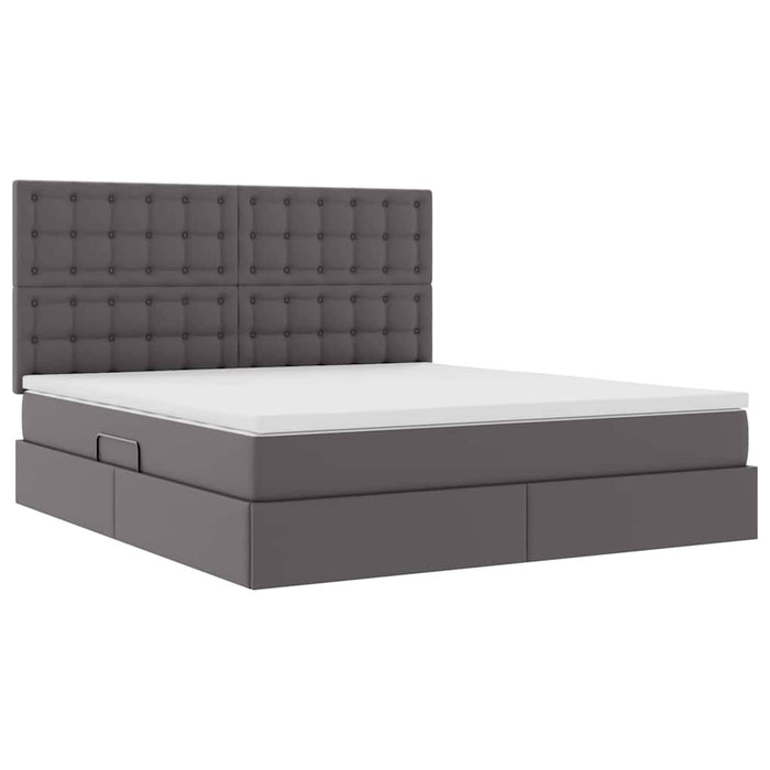 Pat cu lumini cu bandă LED cu headboard Gri 180 x 200 cm PVC - WALTI WALTI