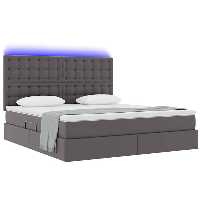 Pat cu lumini cu bandă LED cu headboard Gri 180 x 200 cm PVC - WALTI WALTI