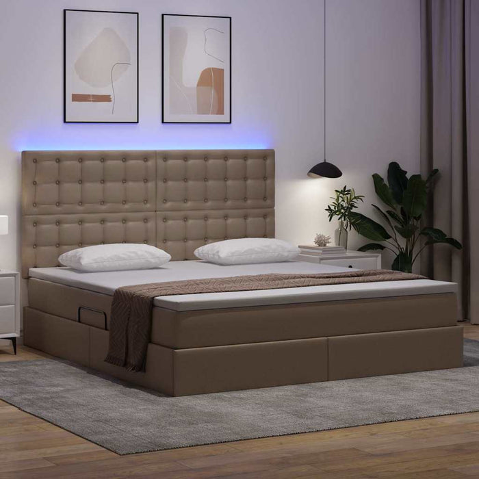 Pat cu saltea și LED Cappuccino 180 x 200 cm Piele artificială - WALTI WALTI