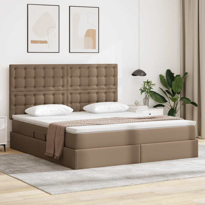 Pat cu saltea și LED Cappuccino 180 x 200 cm Piele artificială - WALTI WALTI