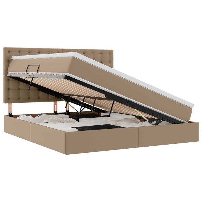 Pat cu saltea și LED Cappuccino 180 x 200 cm Piele artificială - WALTI WALTI