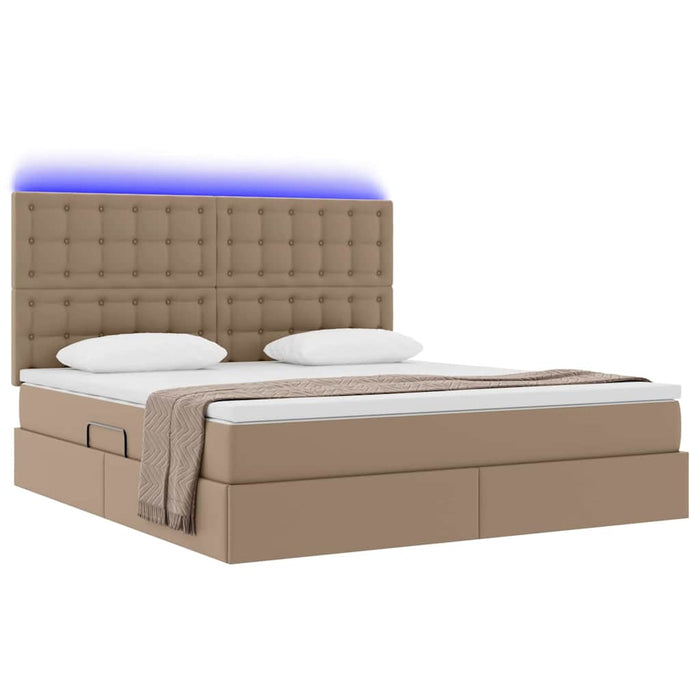 Pat cu saltea și LED Cappuccino 180 x 200 cm Piele artificială - WALTI WALTI