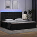 Pat cu lumini cu bandă LED cu headboard Negru 200 x 200 cm PVC - WALTI WALTI