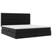 Pat cu lumini cu bandă LED cu headboard Negru 200 x 200 cm PVC - WALTI WALTI