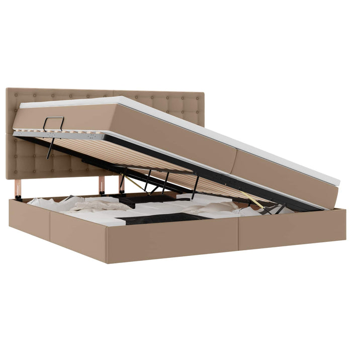 Pat cu saltea și LED Cappuccino 200 x 200 cm Piele artificială - WALTI WALTI