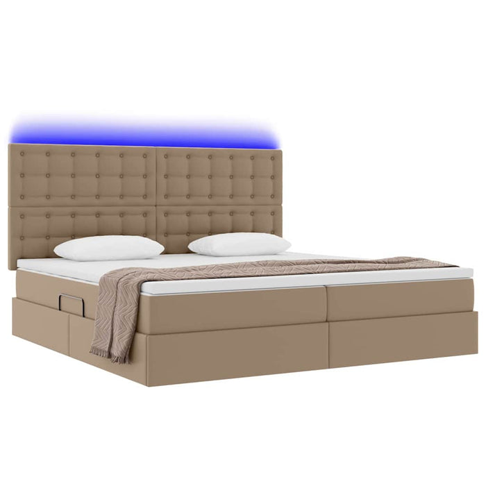 Pat cu saltea și LED Cappuccino 200 x 200 cm Piele artificială - WALTI WALTI