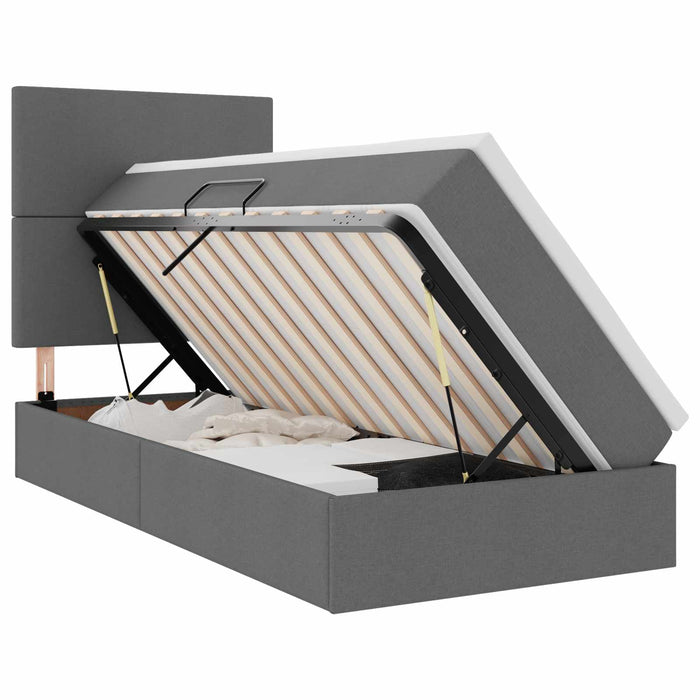 Pat cu saltea și LED cu saltea Gri închis 90 x 190 cm Poliester - WALTI WALTI