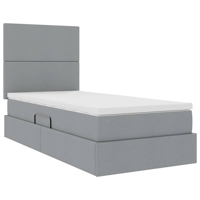 Pat cu saltea și LED cu led Gri deschis 90 x 200 cm Poliester - WALTI WALTI