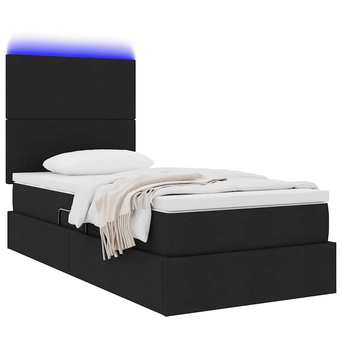 Pat cu saltea și LED cu saltea Negru 90 x 200 cm Poliester - WALTI WALTI