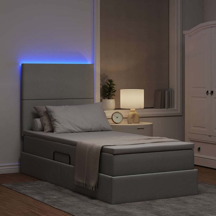 Pat cu saltea și LED cu led Gri deschis 100 x 200 cm Poliester - WALTI WALTI