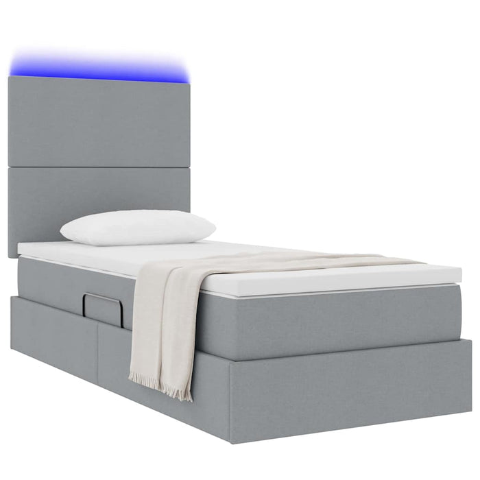 Pat cu saltea și LED cu led Gri deschis 100 x 200 cm Poliester - WALTI WALTI
