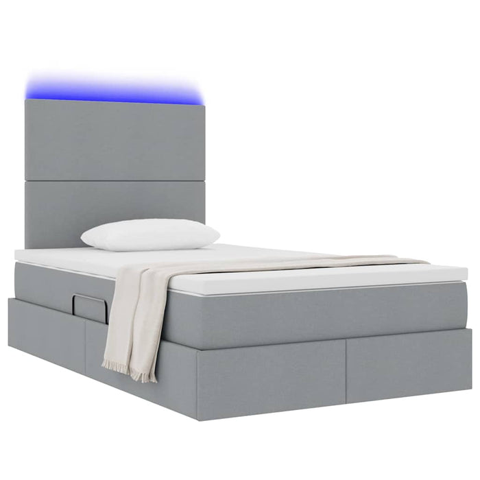 Pat cu saltea și LED Gri deschis 120 x 190 cm Poliester - WALTI WALTI